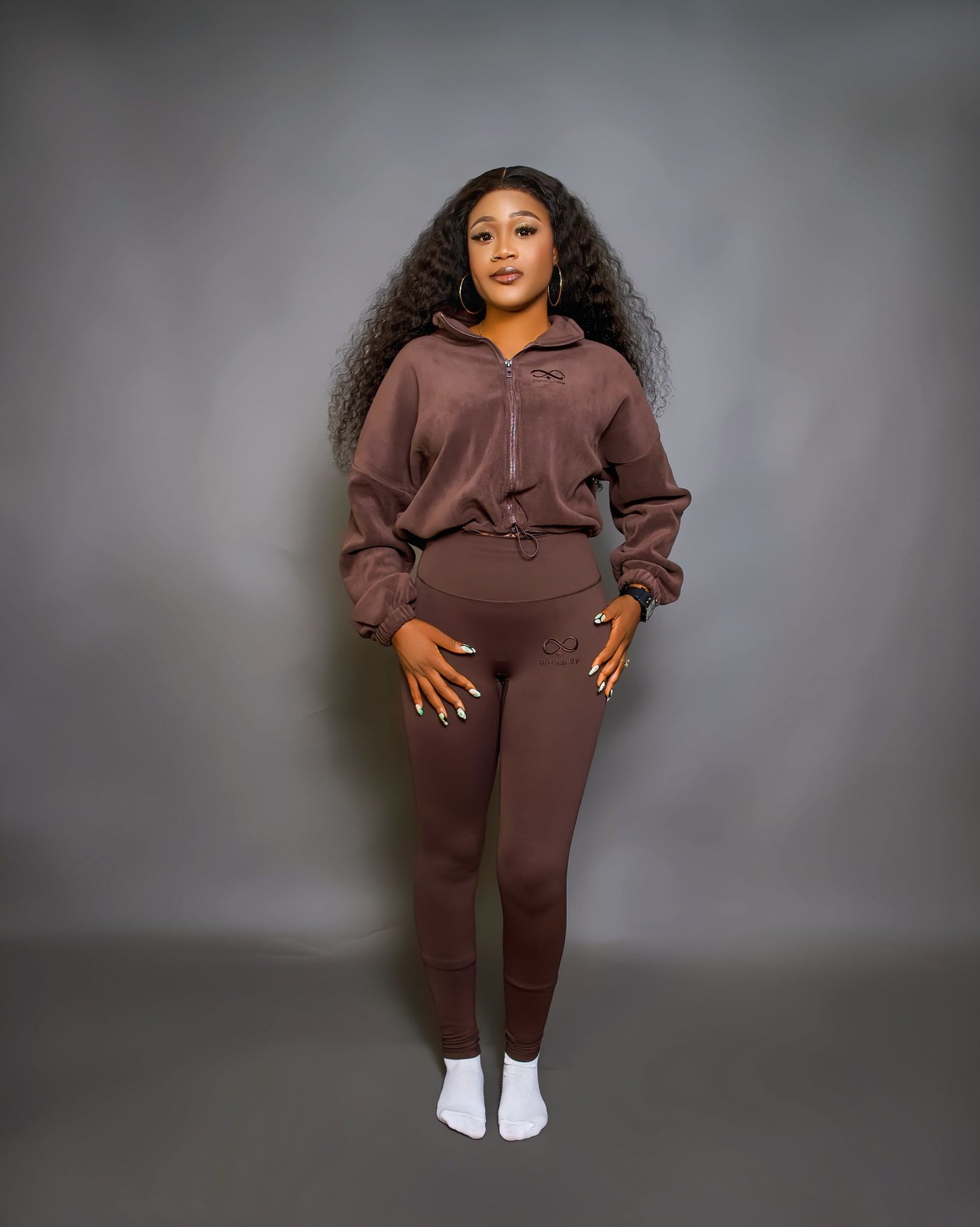 Brown Jacket and Skinny Pants Set