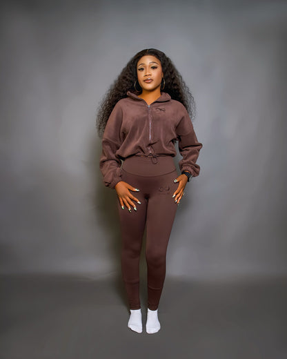 Brown Jacket and Skinny Pants Set